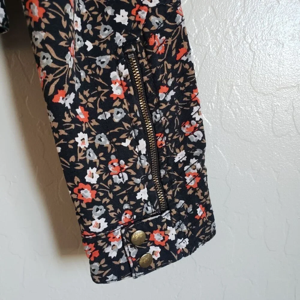 Anthropologie Hei Hei Tinsley Floral Moto Zip Jacket Black Sz 4 Dark Cottagecore